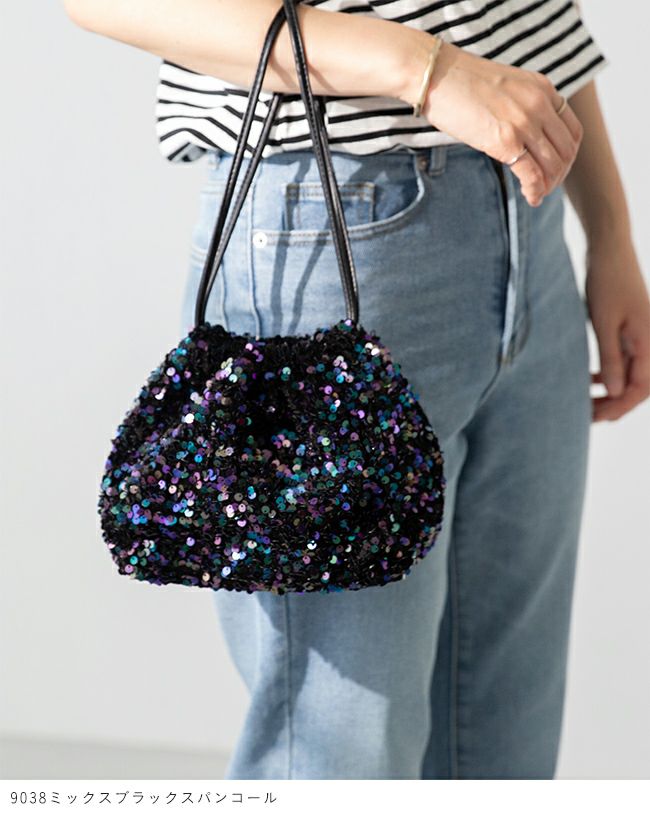 2WAY スパンコール巾着バッグ