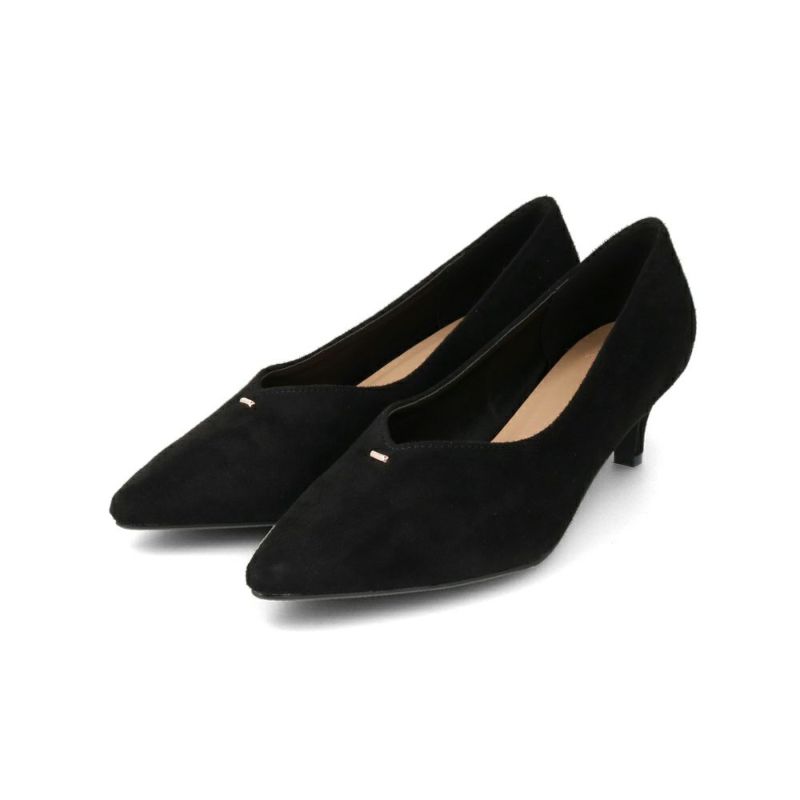 ポインテッド キトゥンヒールパンプス 【再入荷】（Black