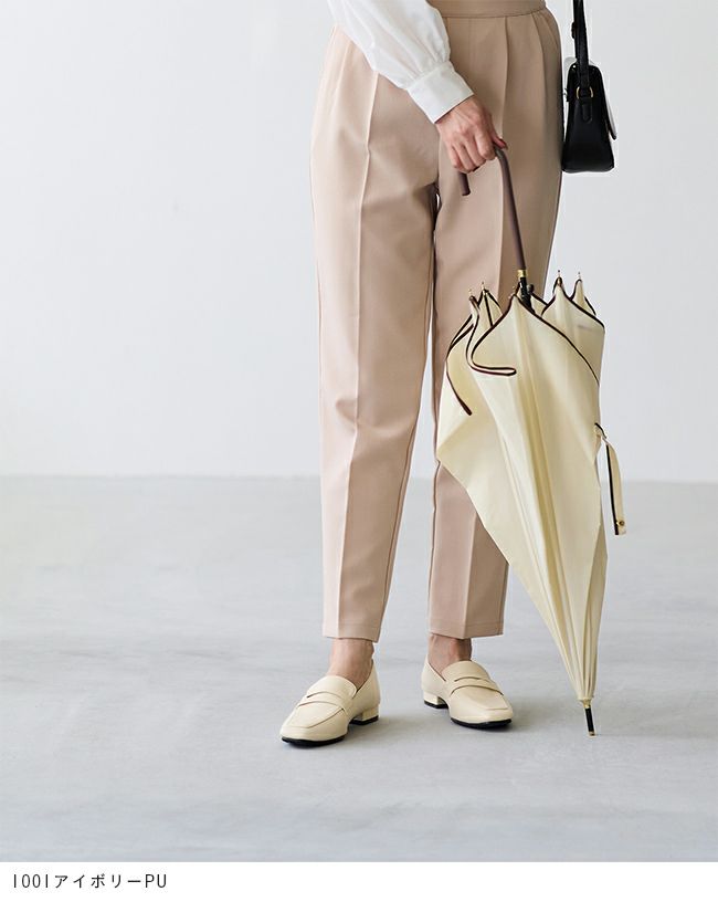 晴雨兼用 スクエアトゥ ローヒール コインローファー