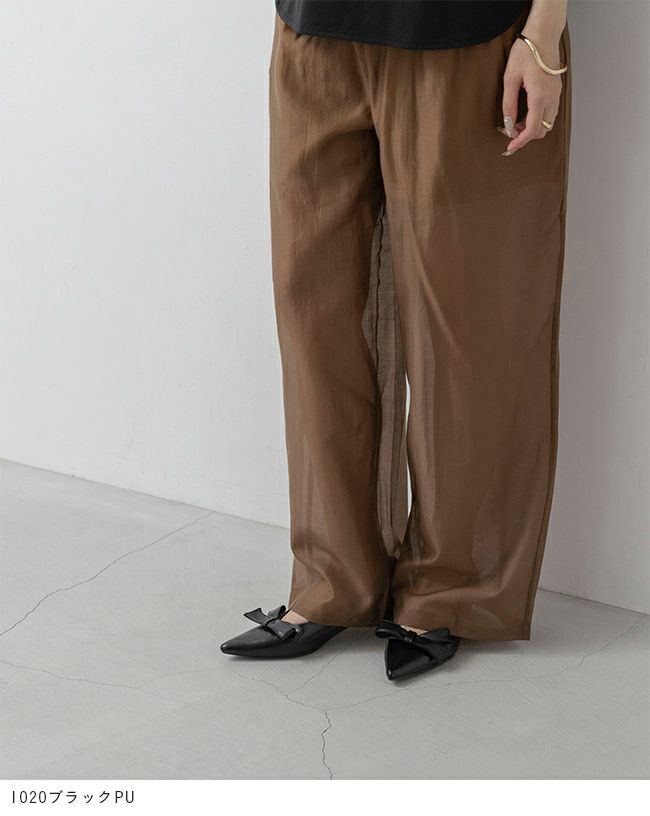 menue (メヌエ) リボンモチーフ ポインテッドトゥ ヒールパンプス