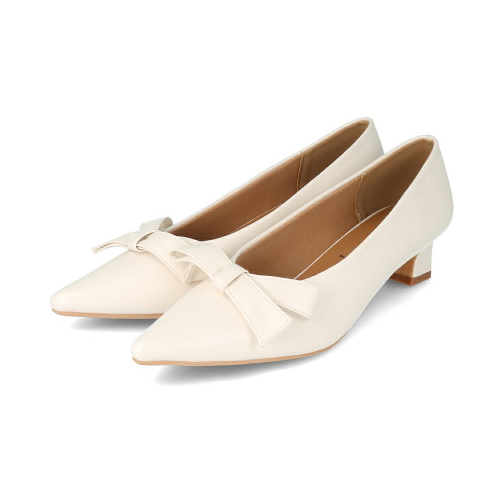 menue (メヌエ) リボンモチーフ ポインテッドトゥ ヒールパンプス