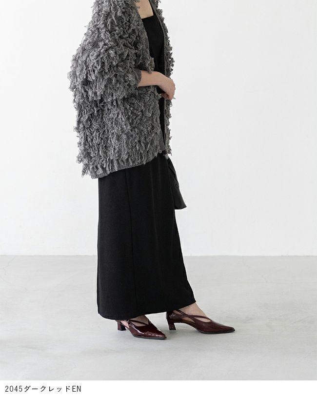 menue (メヌエ) クロスストラップ ポインテッドトゥ ヒールパンプス