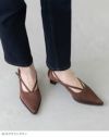 menue (メヌエ) クロスストラップ ポインテッドトゥ ヒールパンプス