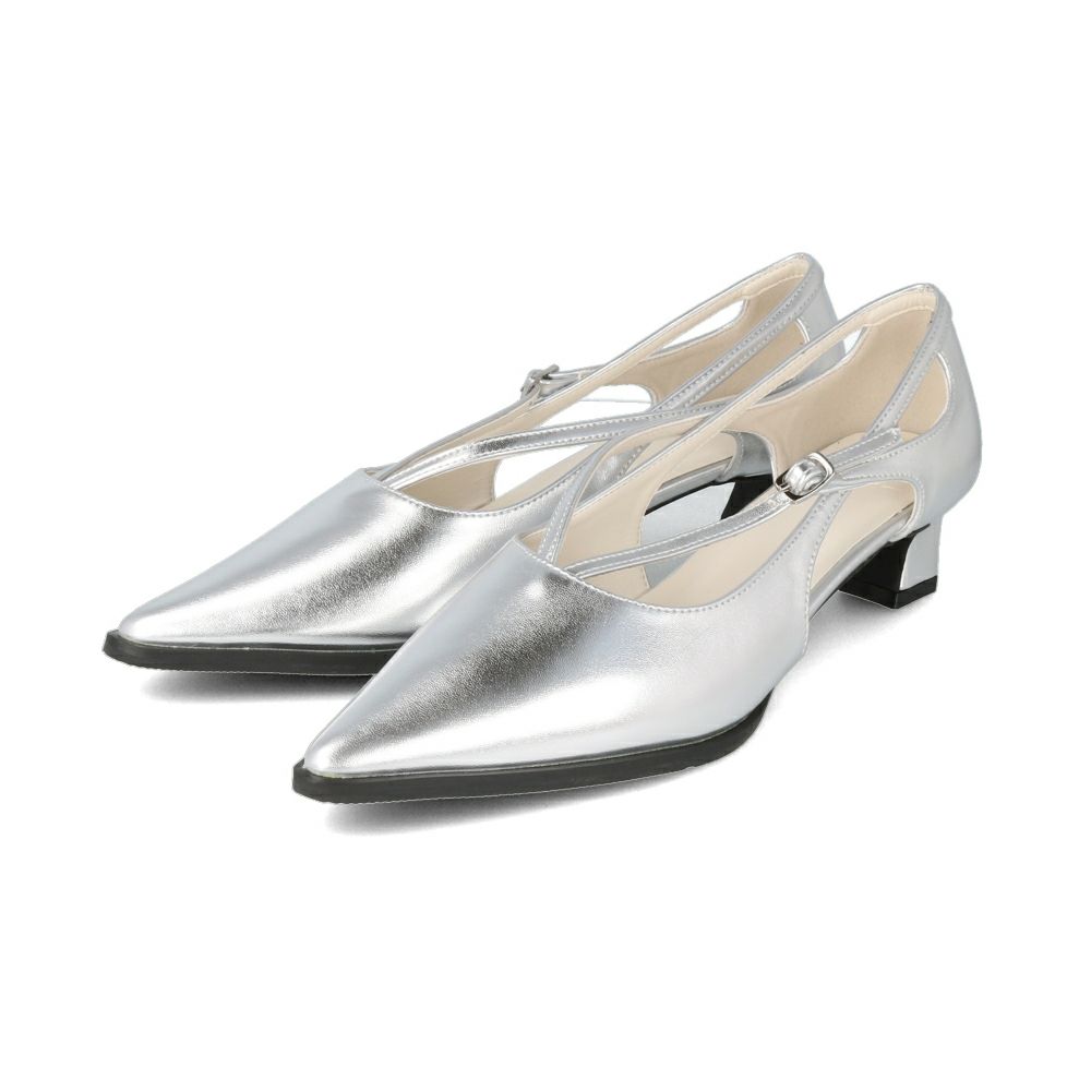 menue (メヌエ) クロスストラップ ポインテッドトゥ ヒールパンプス