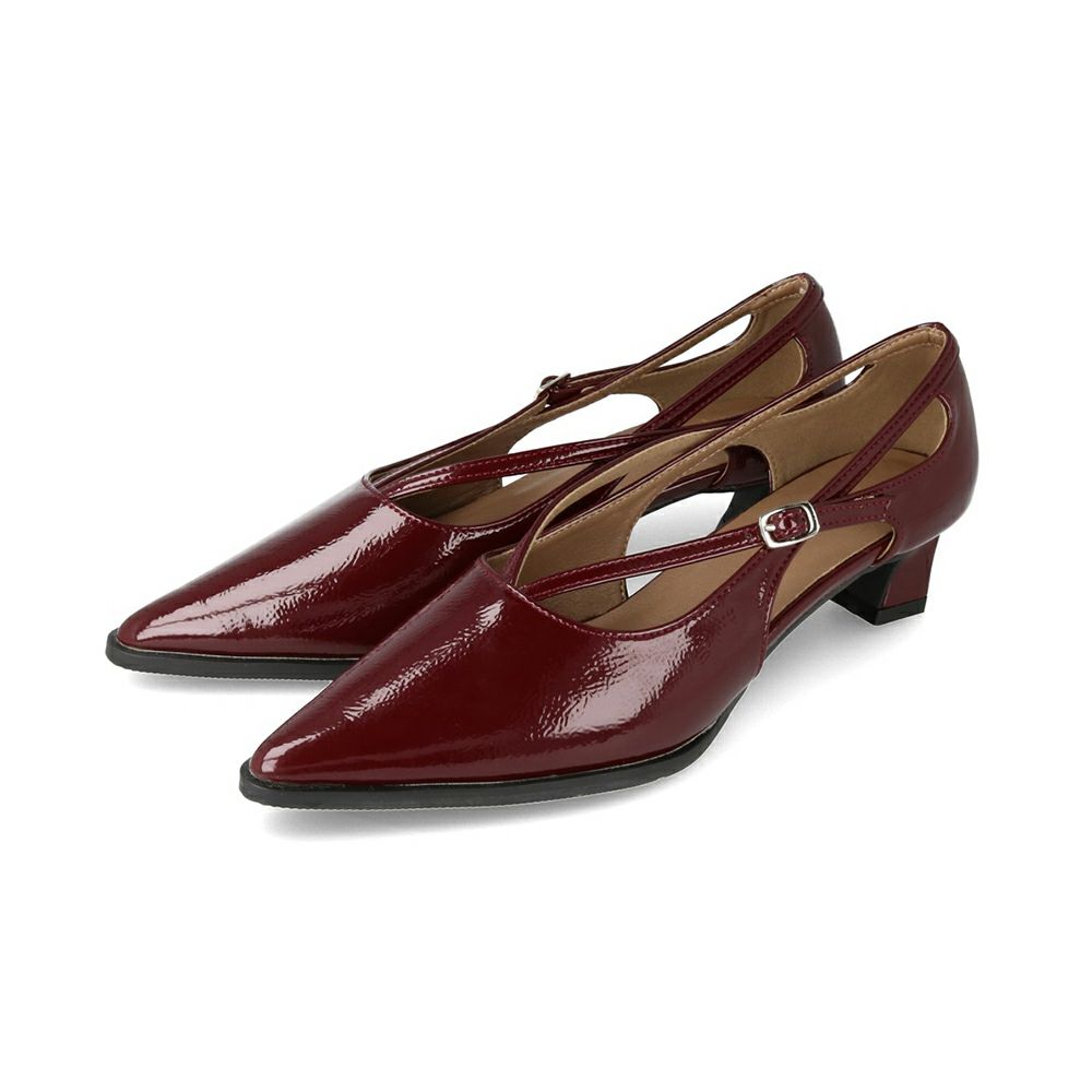 menue (メヌエ) クロスストラップ ポインテッドトゥ ヒールパンプス