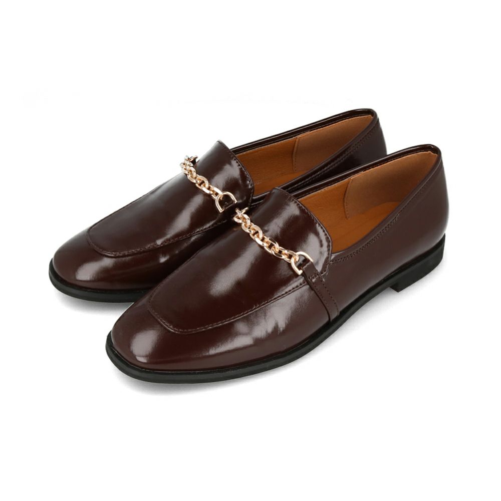 menue (メヌエ) スクエアトゥ チェーンモチーフ ローファー