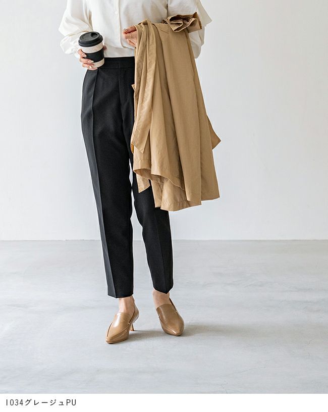 ポインテッドトゥ メタルデザイン ヒールローファー