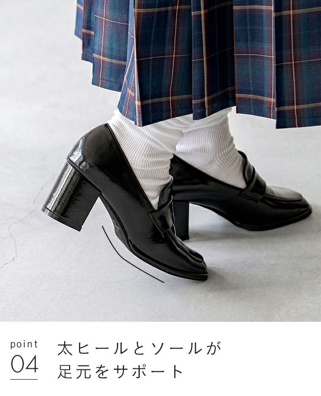 menue (メヌエ) スクエアトゥ 6.5cmヒール ローファー 送料無料