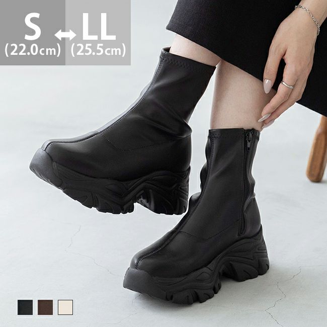 menue (メヌエ) 厚底 スニーカーソール ストレッチ ブーツ