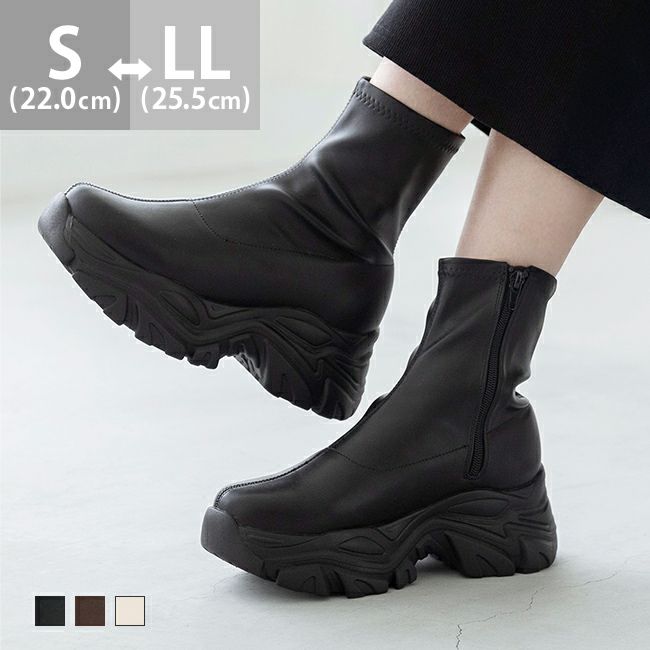 menue (メヌエ) 厚底 スニーカーソール ストレッチ ブーツ