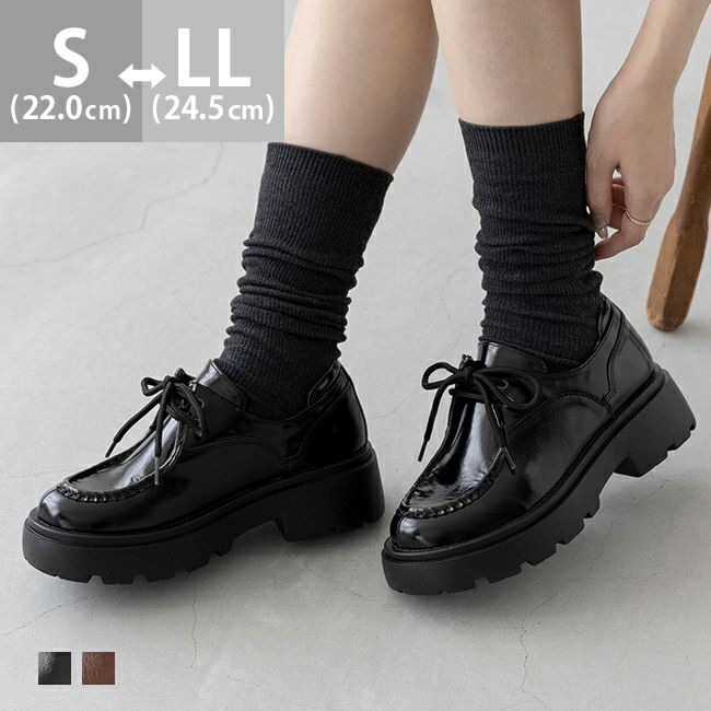 menue (メヌエ) オイルレザー調 レースアップ シュー