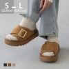 ゴールドバックル 厚底 ファーサンダル