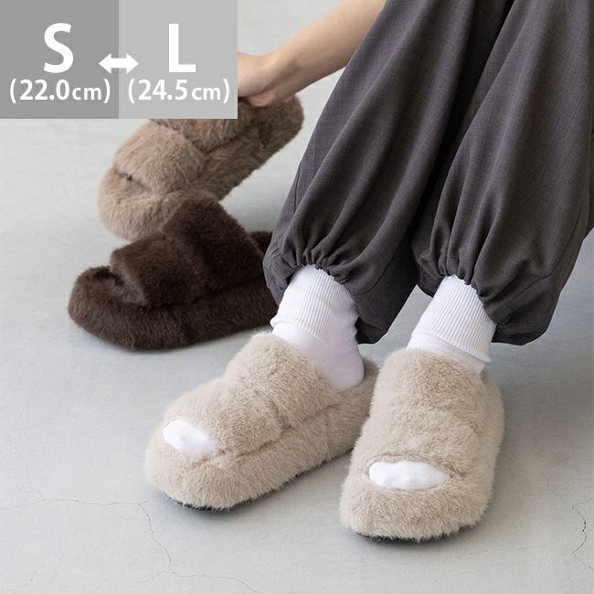 menue (メヌエ) 厚底 もこもこ ファーサンダル